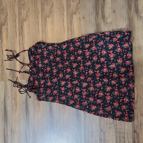 NASTY GAL COLLECTION Black Orange Bright Floral Ruched Bust Mini Dress - Picture 9 of 13